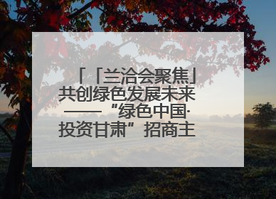 「兰洽会聚焦」共创绿色发展未来——“绿色中国·投资甘肃”招商主题活动侧记