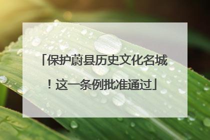 保护蔚县历史文化名城！这一条例批准通过