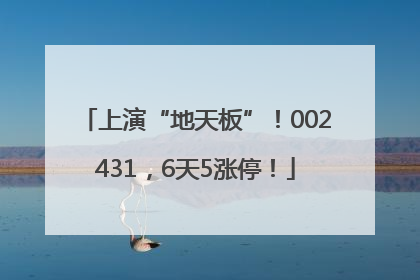 上演“地天板”！002431，6天5涨停！