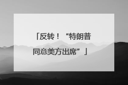 反转！“特朗普同意美方出席”