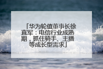 华为轮值董事长徐直军：电信行业成熟期，抓住骑手、主播等成长型需求