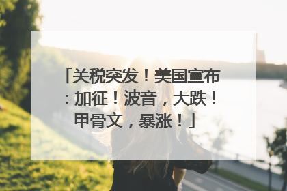 关税突发！美国宣布：加征！波音，大跌！甲骨文，暴涨！