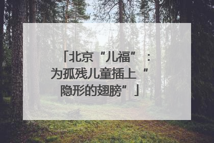 北京“儿福”：为孤残儿童插上“隐形的翅膀”