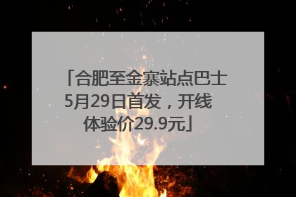 合肥至金寨站点巴士5月29日首发，开线体验价29.9元