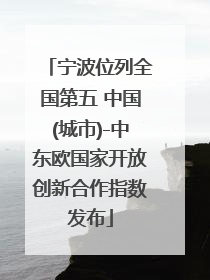 宁波位列全国第五 中国(城市)-中东欧国家开放创新合作指数发布