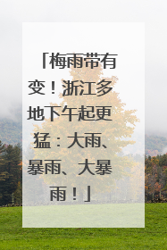 梅雨带有变！浙江多地下午起更猛：大雨、暴雨、大暴雨！