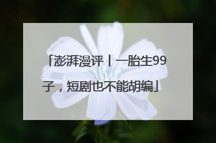 澎湃漫评丨一胎生99子，短剧也不能胡编