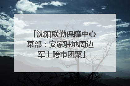 沈阳联勤保障中心某部：安家驻地周边 军士跨市团聚