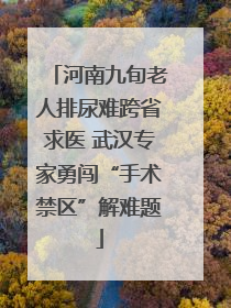河南九旬老人排尿难跨省求医 武汉专家勇闯“手术禁区”解难题