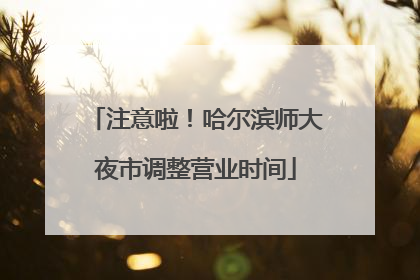 注意啦！哈尔滨师大夜市调整营业时间