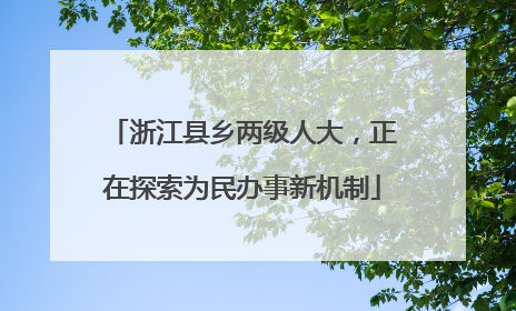 浙江县乡两级人大，正在探索为民办事新机制