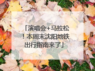 演唱会+马拉松！本周末沈阳地铁出行指南来了