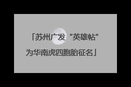苏州广发“英雄帖”为华南虎四胞胎征名