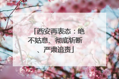 西安再表态：绝不姑息、彻底斩断、严肃追责