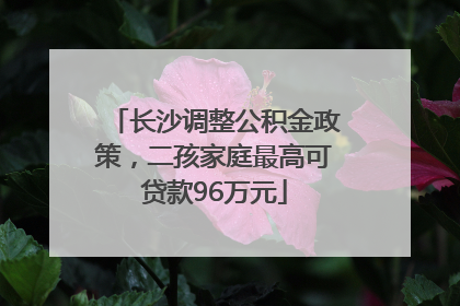 长沙调整公积金政策，二孩家庭最高可贷款96万元