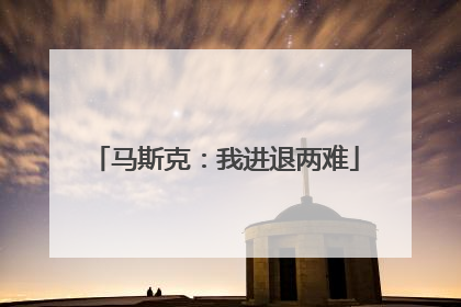马斯克：我进退两难