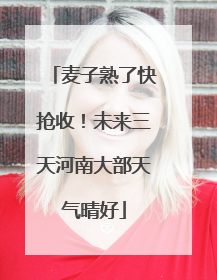 麦子熟了快抢收！未来三天河南大部天气晴好