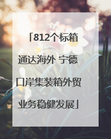 812个标箱通达海外 宁德口岸集装箱外贸业务稳健发展